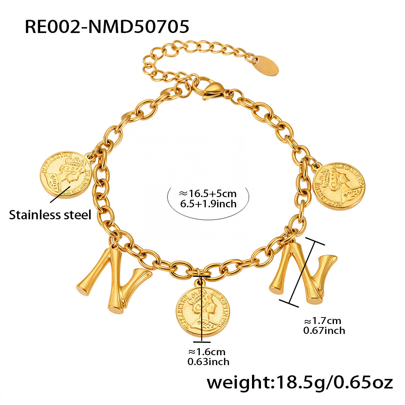 RE002-N Bracciale fai da te in oro 16+5cm Immagine14