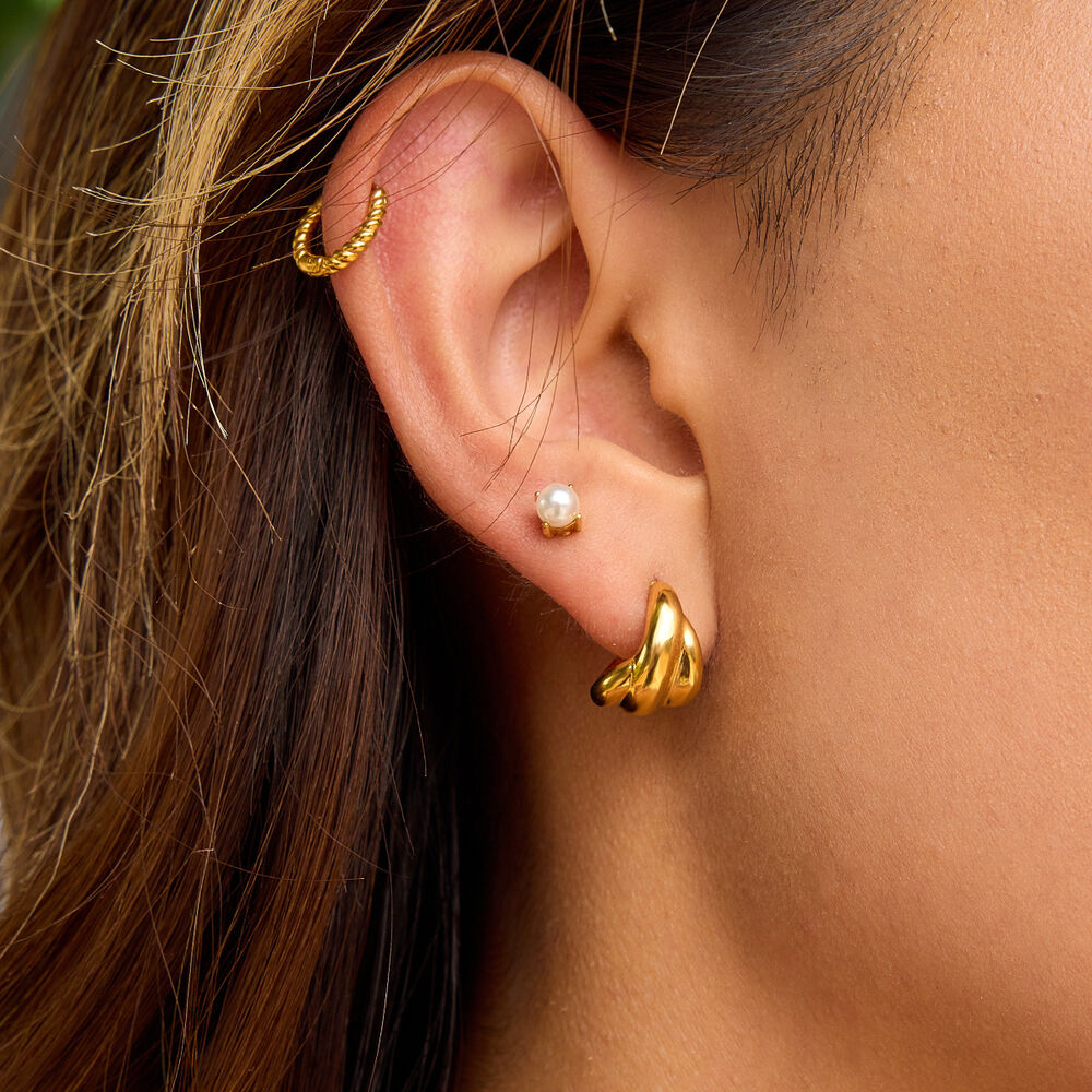 1 paire de boucles d'oreilles créoles simples à torsion en acier inoxydable étanche couleur or pour femmes h5Image3