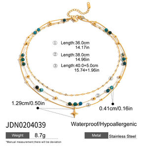 1 Piece Retro Beads Star Stainless Steel Waterproof Gold Color Women's Layered Necklaces h5 Picture2
