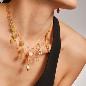 1 Piece Gorgeous Bell Stainless Steel Waterproof Gold Color Women's Necklaces Sets h5 Picture4