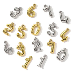 1 pezzo semplice serie fai da te numero in acciaio inossidabile impermeabile color oro ciondoli da donna h5 Immagine3