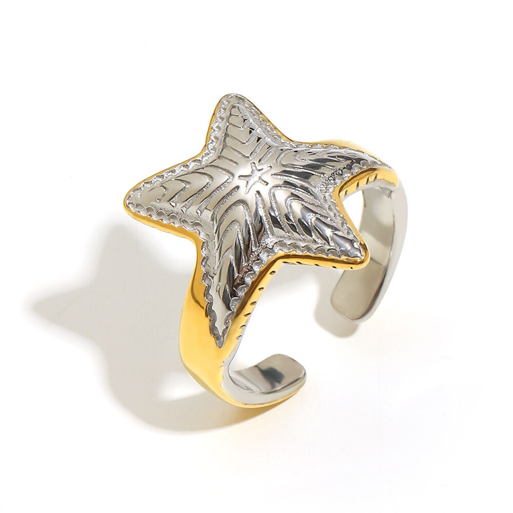 1 Piece Modern Star Mixed Color Stainless Steel Waterproof Statement Rings