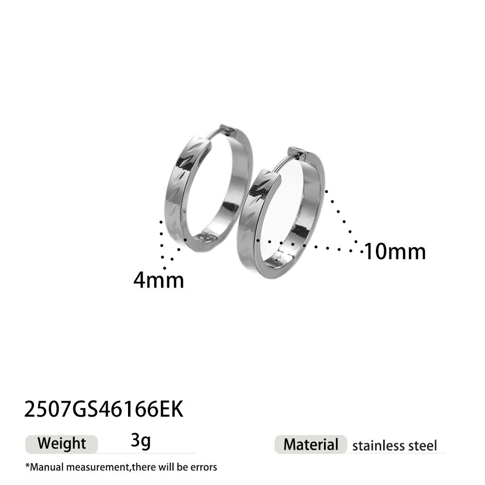 1 Pair Simple Circle Stainless Steel Waterproof Gold Color Hoop Earrings