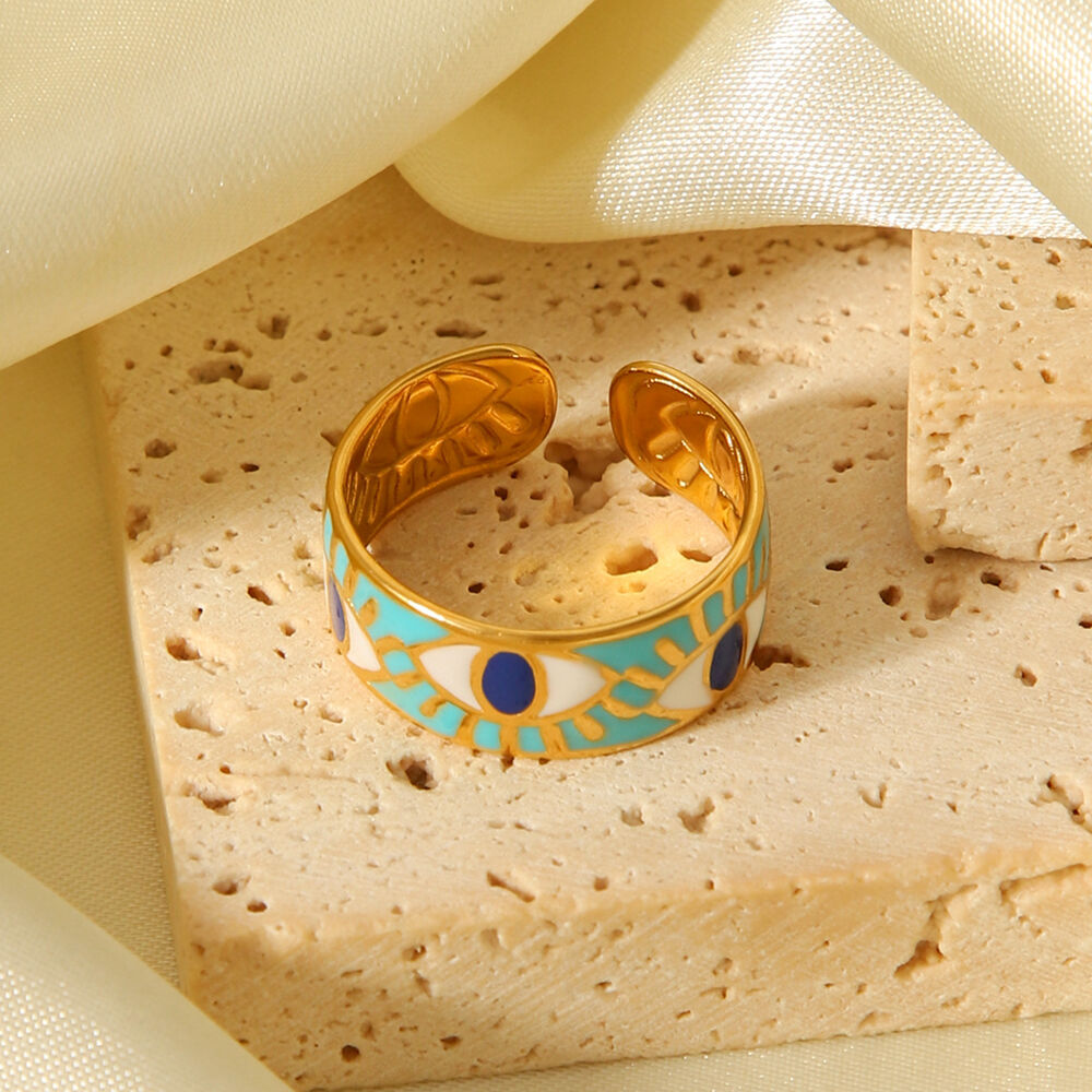 1 Piece Simple Daily Mixed Color Stainless Steel Waterproof Gold Color Statement Rings Picture4