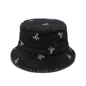 1 Piece Denim Bow Embroidered Fisherman Hat h5 Picture3