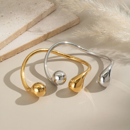 1 Piece Irregular Shape Stainless Steel Waterproof Gold Color Cuff Bangle 2