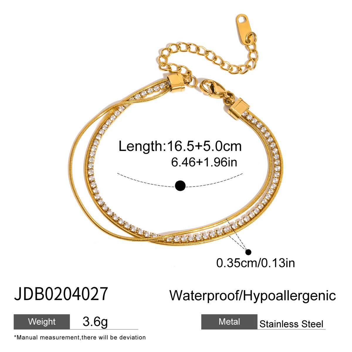 1 elegantes, wasserdichtes Damen-Charm-Armband aus Edelstahl in Goldfarbe mit Muschelmuster Bild2
