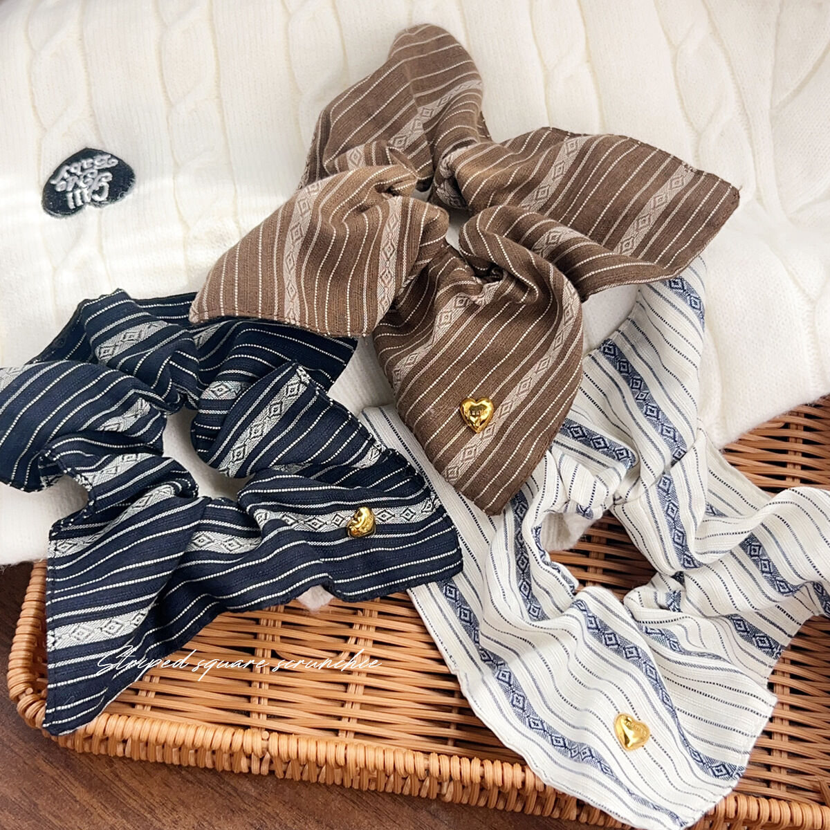 1 Piece Classic Strip Canvas Women's Scrunchies
