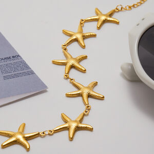 1 Piece Vacation Starfish Stainless Steel Waterproof Gold Color Women's Chain Bracelets h5 Picture7