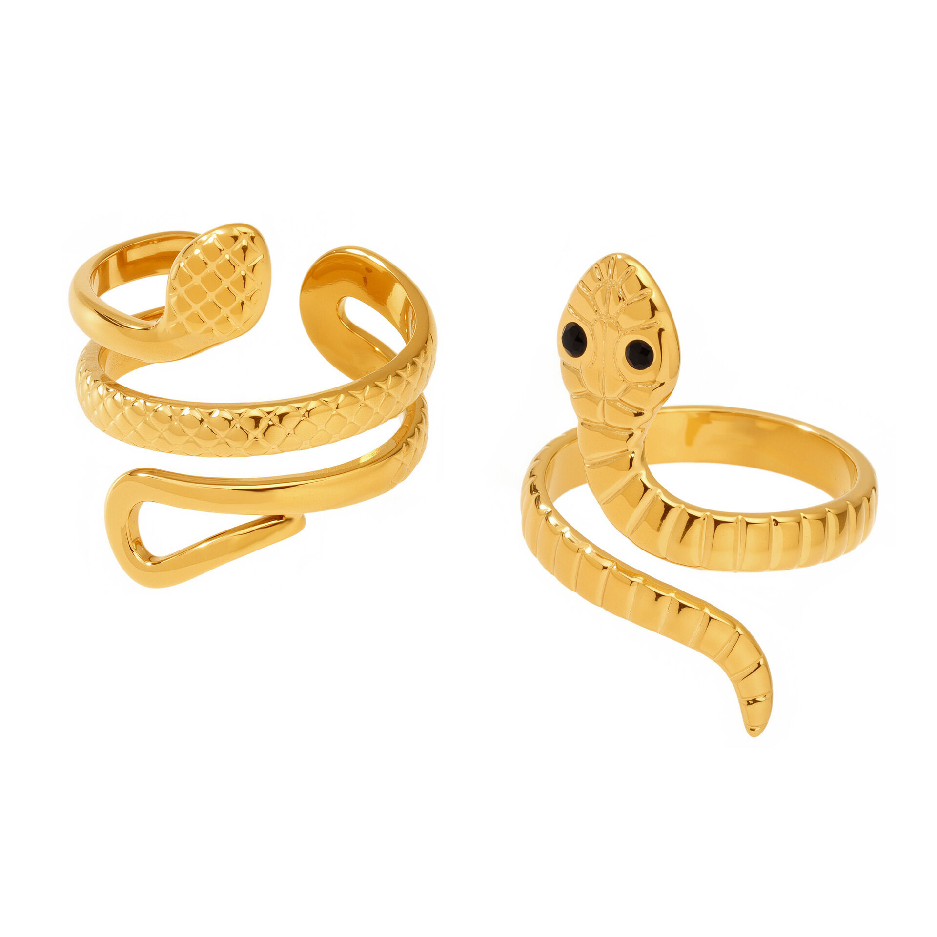 1 Piece Classic Snake Stainless Steel Waterproof Gold Color Statement Rings h5 Picture8