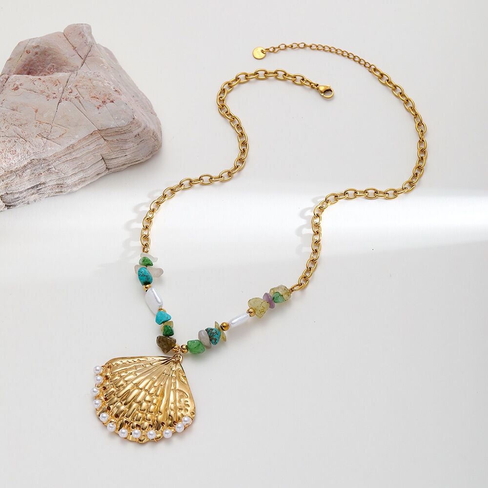 1 pezzo di collana con ciondolo da donna color oro impermeabile in acciaio inossidabile a forma di tartaruga per le vacanze 2