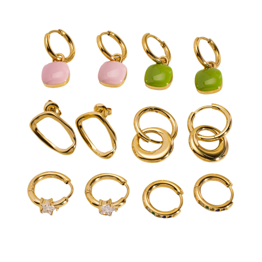 1 Pair Simple Series Elegant Solid Color Stainless Steel Waterproof Women's Hoop Earrings Picture5