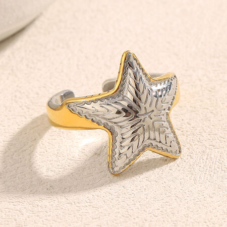 1 Piece Modern Star Mixed Color Stainless Steel Waterproof Statement Rings
