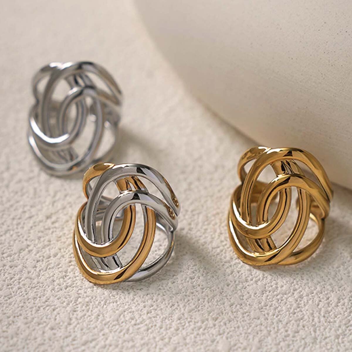 1 Piece Simple  Casual Irregular Shape Stainless Steel Waterproof  Gold Color  Statement Rings 2