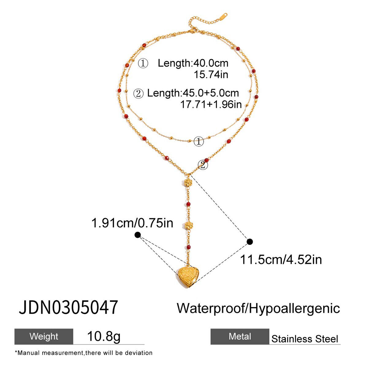 1 Piece Sophisticated Heart Stainless Steel Waterproof Gold Color Women's Layered Necklaces h5 Picture2