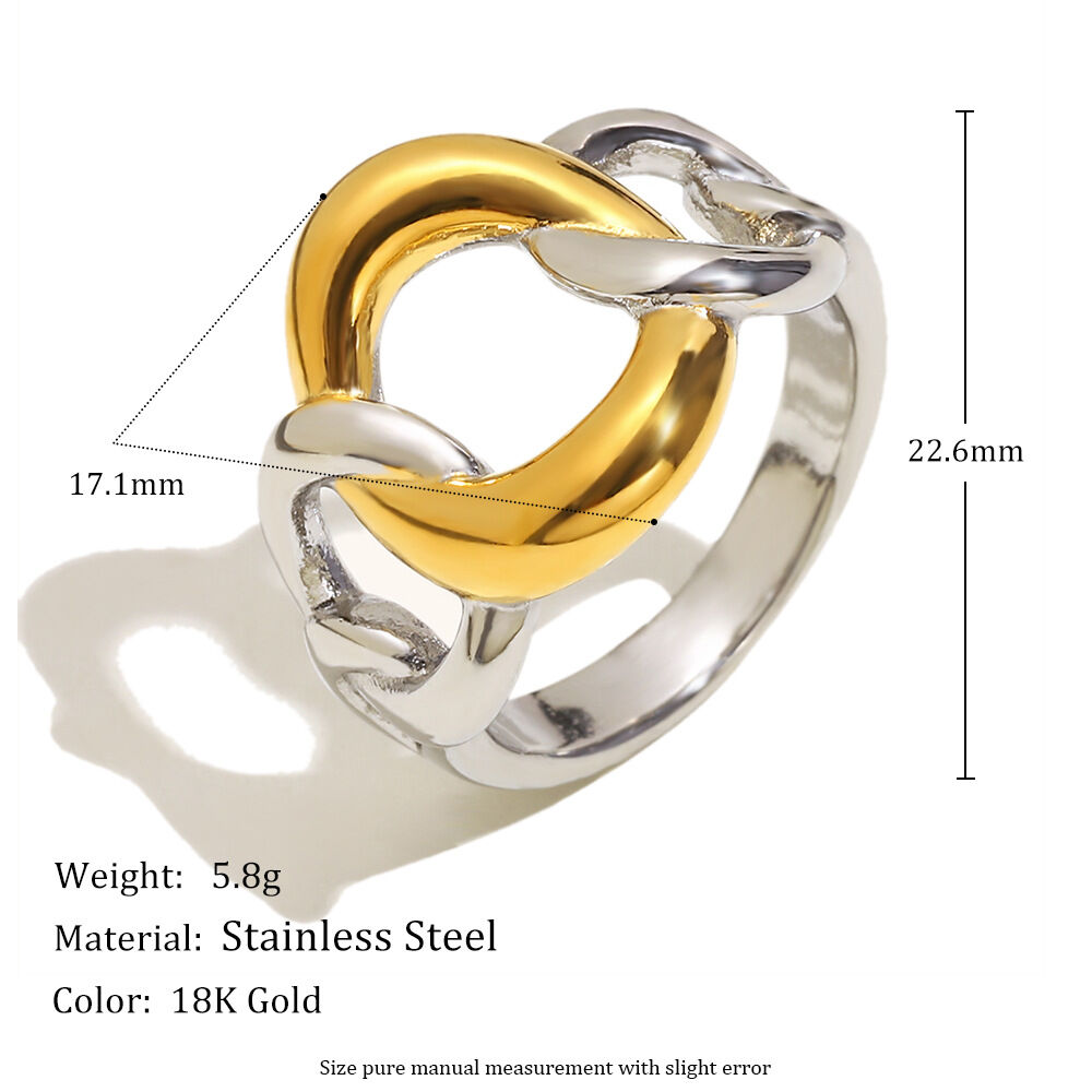 1 Piece Simple Series Casual Mixed Color Stainless Steel Waterproof Statement Rings h5 