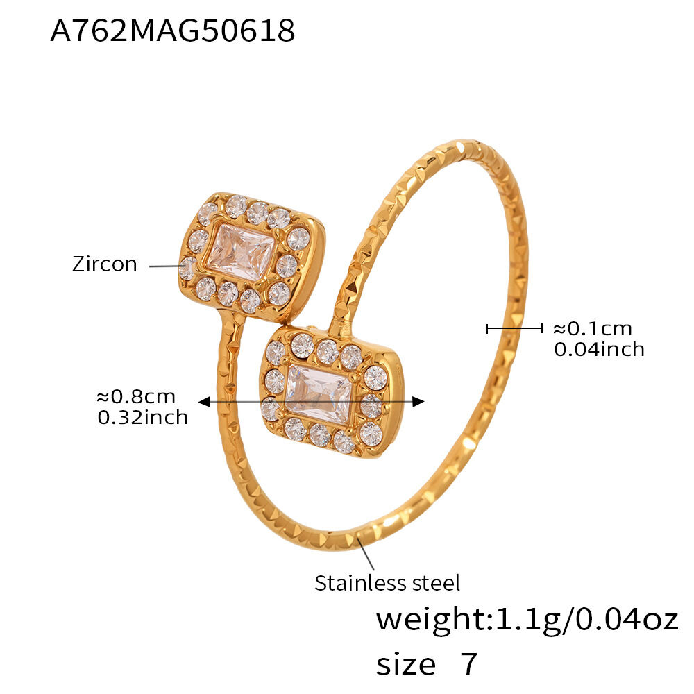 1 Piece Luxurious Heart Stainless Steel Waterproof Gold Color Women's Gemstone Rings Picture2