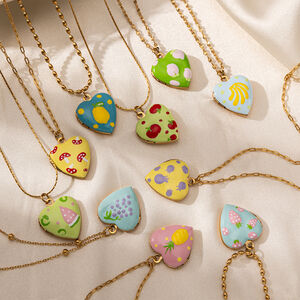 1 Piece Cute Heart Stainless Steel Waterproof Gold Color Pendant Necklace h5 Picture4