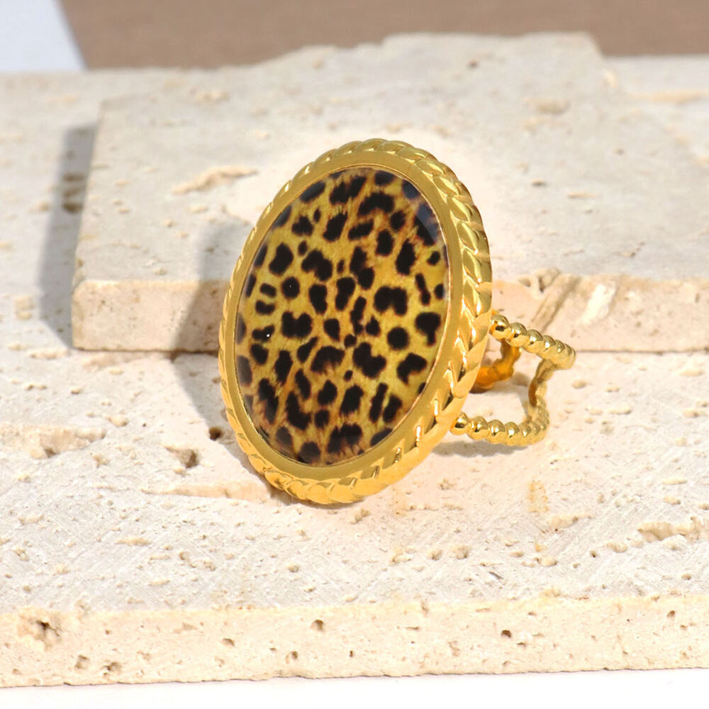 1 Stück schlichter runder Statement-Ring aus Edelstahl in der Ethnic-Serie, wasserfest, goldfarben h5Bild3
