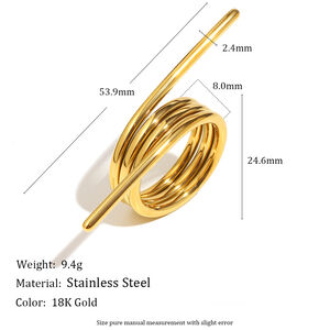 1 pezzo di anello a forma di molla in acciaio inossidabile impermeabile color oro con torsione giornaliera h5 Immagine6
