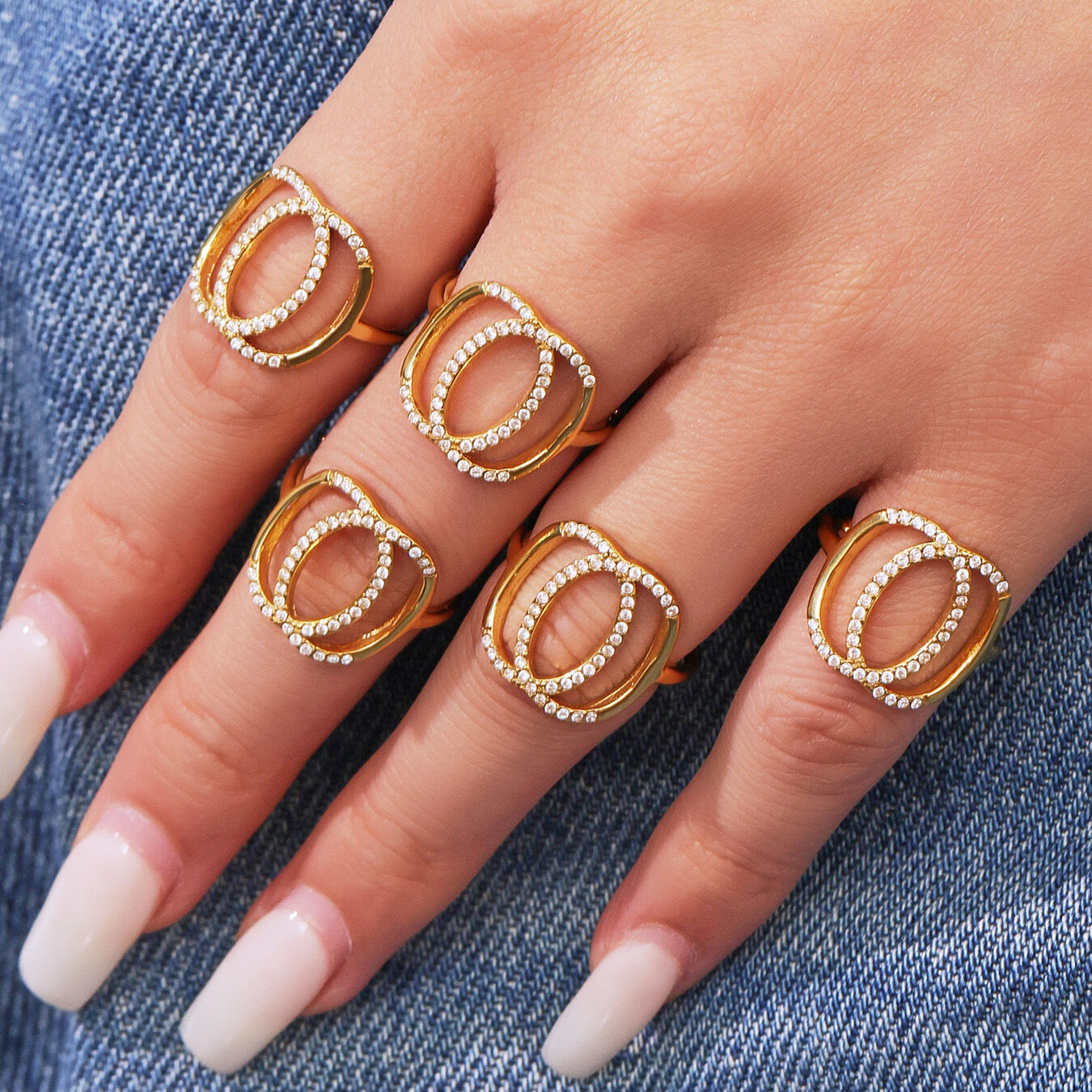 1 Piece Classic Infinity Stainless Steel Waterproof Gold Color Zircon Statement Rings Picture5