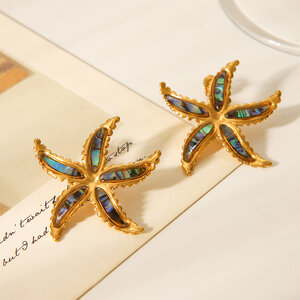 1 Pair Simple Daily Starfish Stainless Steel Waterproof Gold Color Women's Stud Earrings h5 Picture7