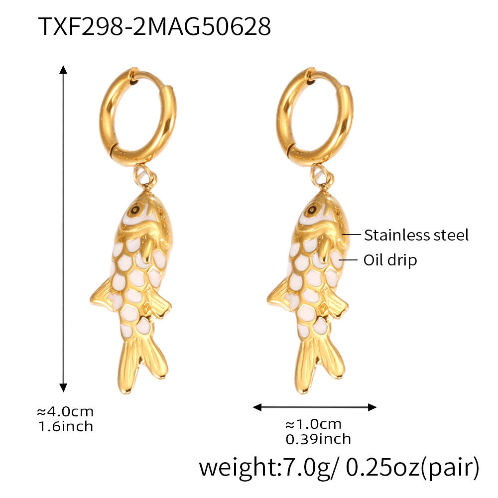 Txf298-2 White Fish Pendant Earrings Picture7