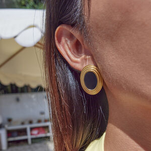 1 Pair Classic Series Retro Oval Stainless Steel Waterproof Gold Color Women's Stud Earrings h5 Picture5