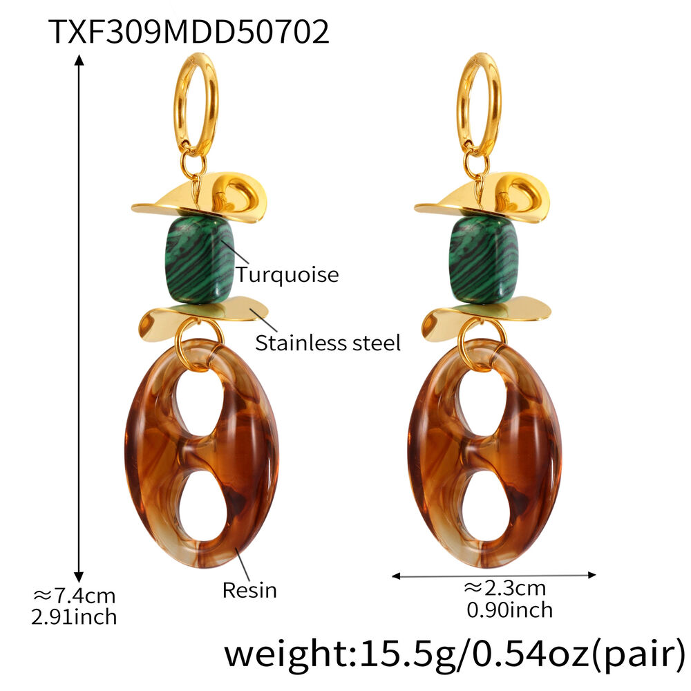 1 Paar Retro-Ohrhänger für Damen, unregelmäßige ovale Form, Edelstahl, wasserdicht, goldfarben