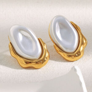 1 pezzo semplice ed elegante anello in acciaio inossidabile con pietre preziose di forma irregolare da donna h5 Immagine2