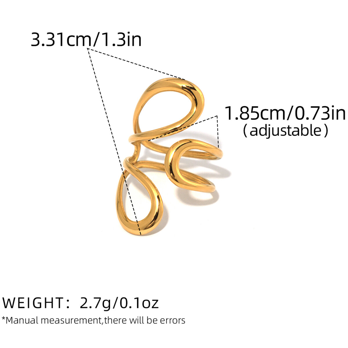 Gold Color/One Size/Ring Style 1