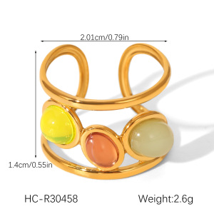 1 Piece Simple Daily Irregular Shape Stainless Steel Waterproof Natural Stone Women's Bangles h5 Picture2