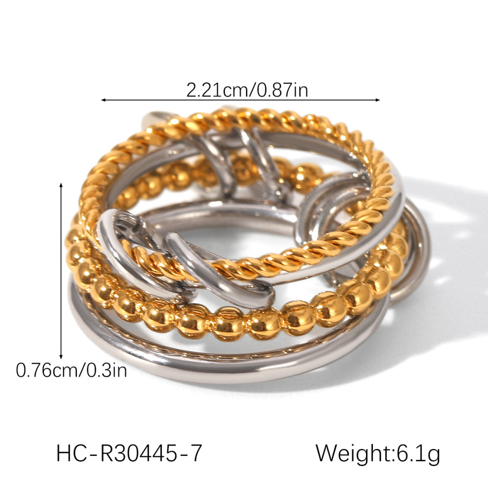 1 Par De Anillos Geométricos De Acero Inoxidable Resistentes Al Agua De Uso Diario De La Serie Simple Imagen2