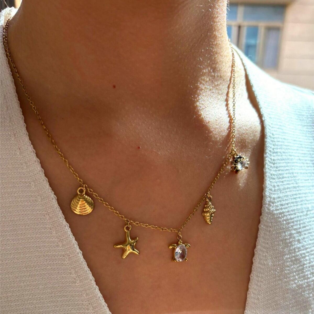1 Piece Oceanic Stainless Steel Waterproof Gold Color Pendant Necklace Picture2