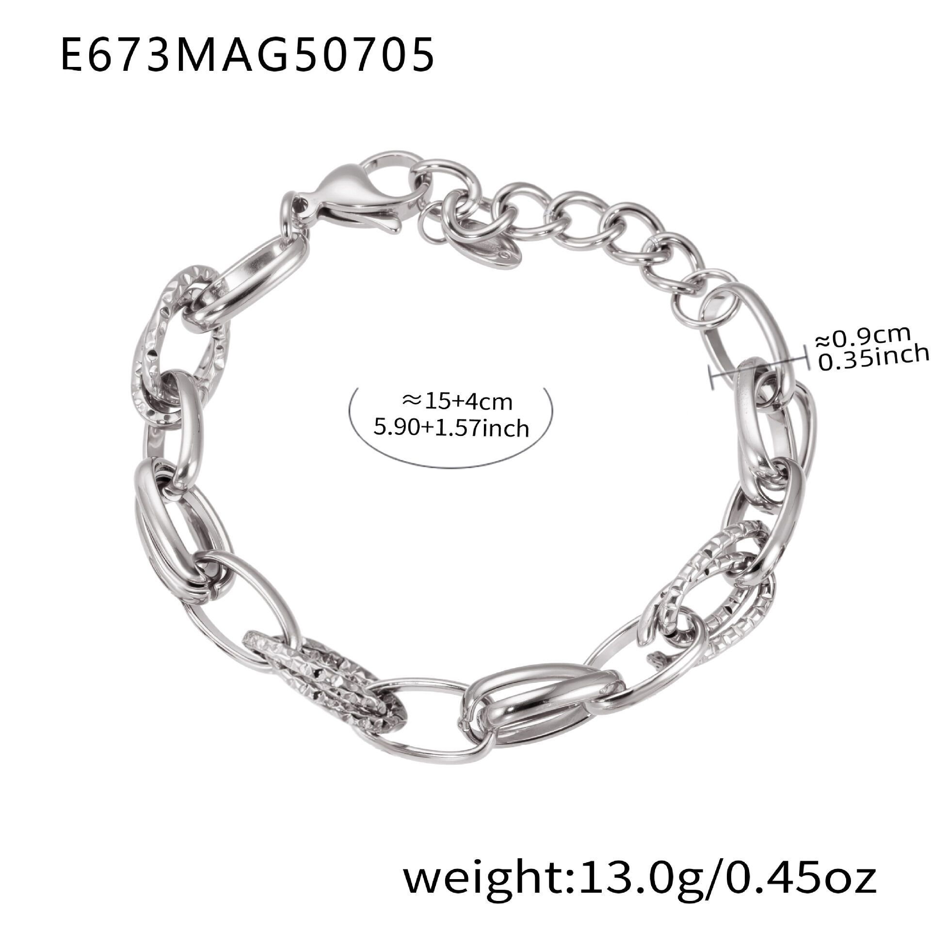 E673-Bracciale in acciaio 15+4cm Immagine7