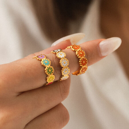 1 stuk Daily Daisy roestvrijstalen waterdichte statement ring in goudkleur