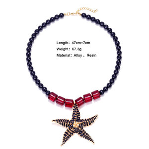 1 Piece Alloy Starfish Beaded Necklace h5