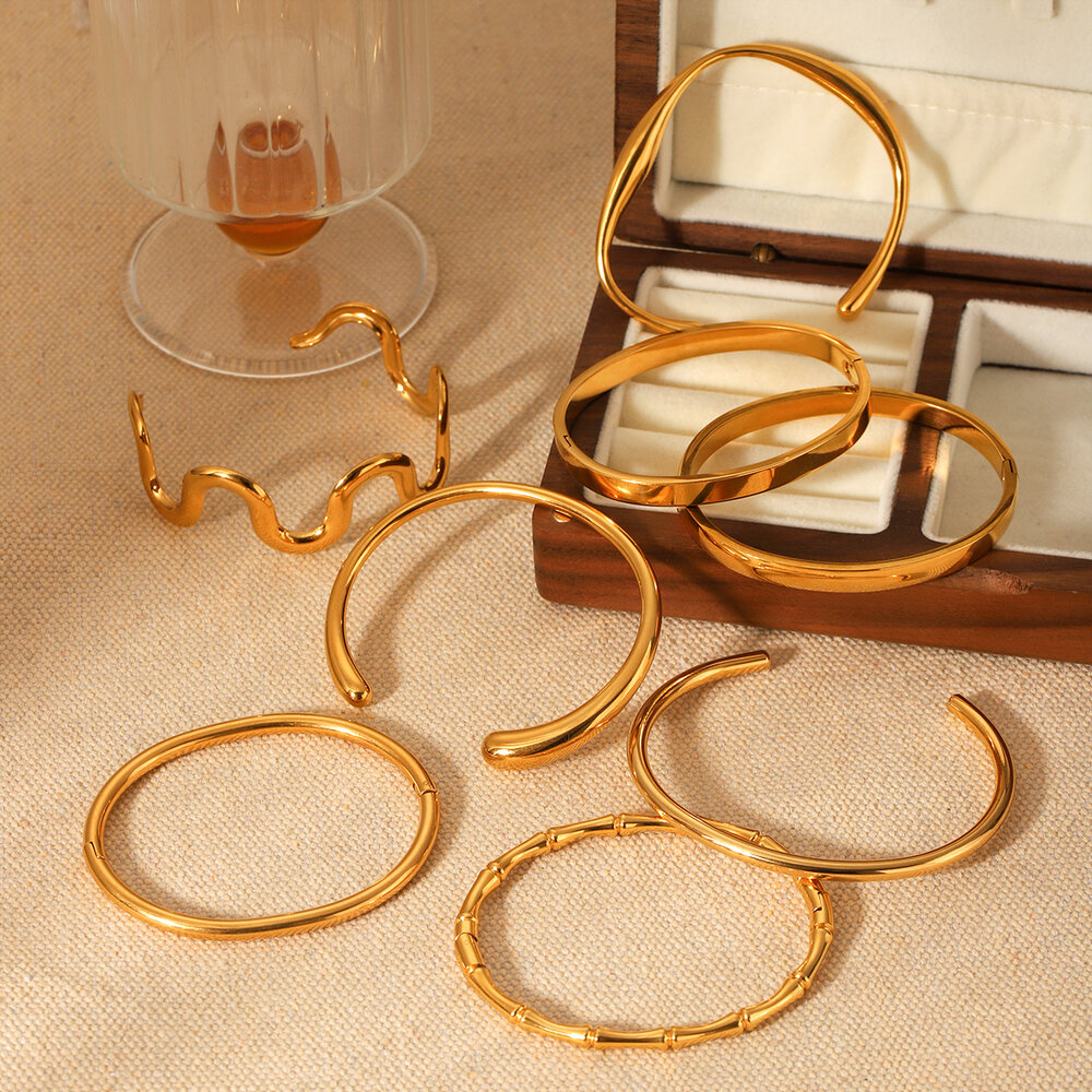 Bracelets pour femmes Simple Series Daily, forme irrégulière, en acier inoxydable, étanches h5Image7