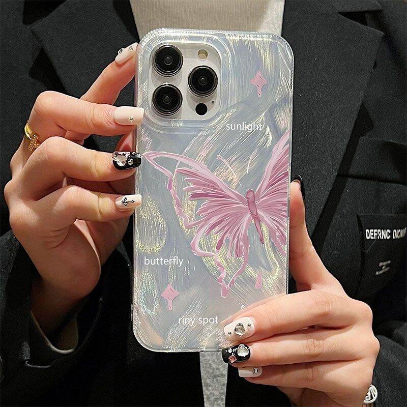 1 Pair TPU Glitter Butterfly Pattern Phone Case