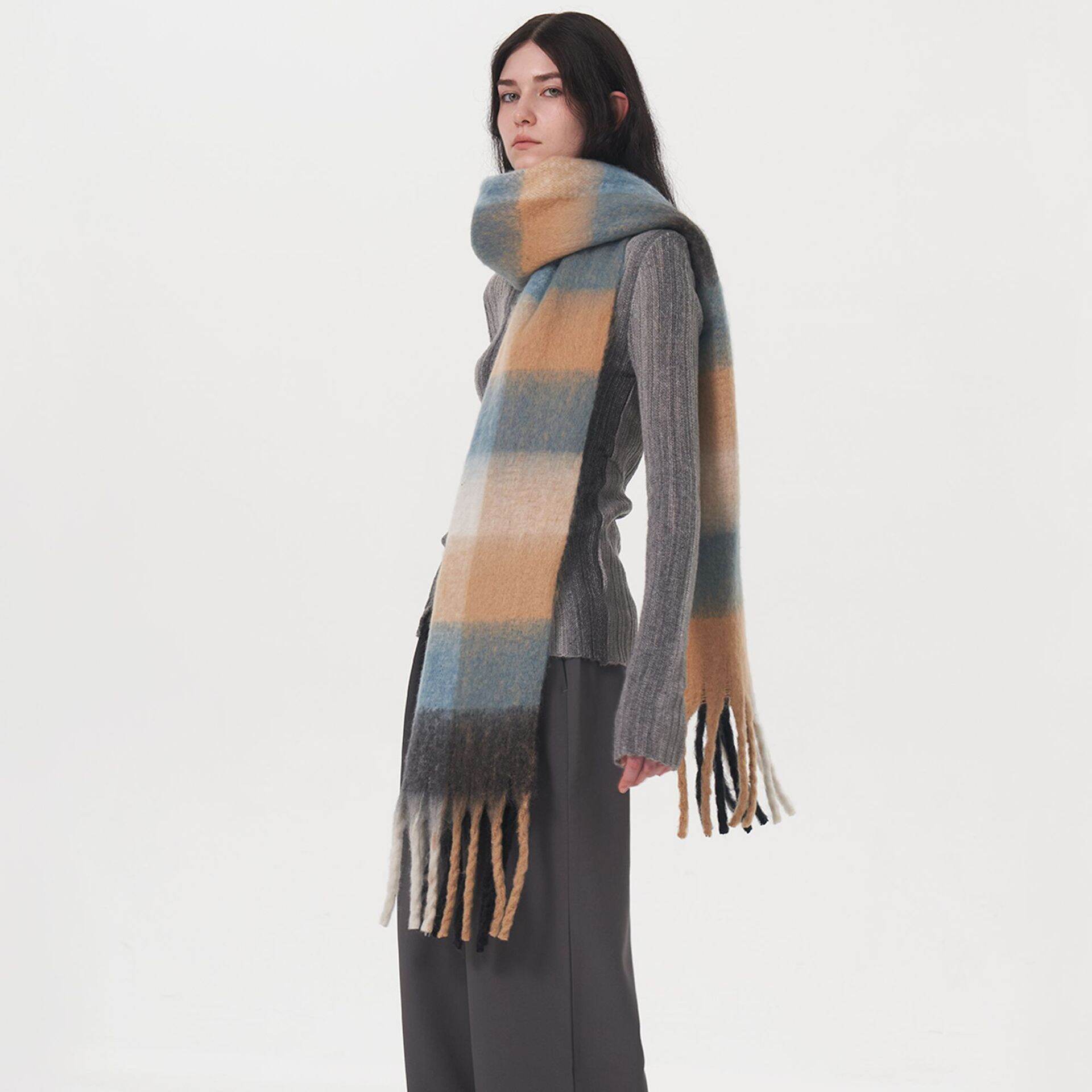 1 Stück Retro Plaid Polyester Damen Winterschals