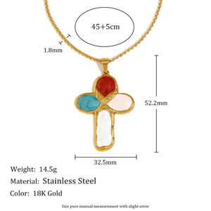 1 Piece Retro Cross Stainless Steel Waterproof Gold Color Pendant Necklace h5 Picture2