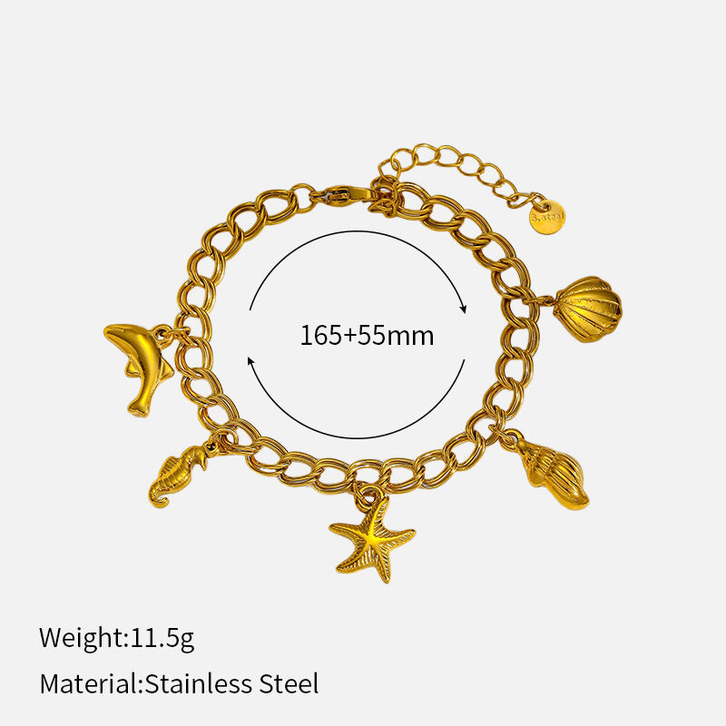 Bracelet à breloques en acier inoxydable doré, 1 pièce, en forme d'étoile de mer