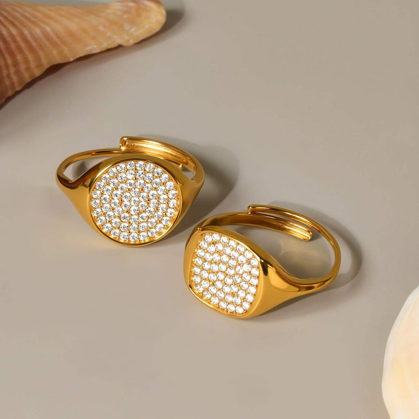 1 Piece Minimalist Geometric Stainless Steel Waterproof Zircon Women's Gemstone Rings