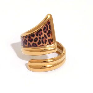 1 pezzo semplice casual leopardato anelli in acciaio inossidabile impermeabile h5