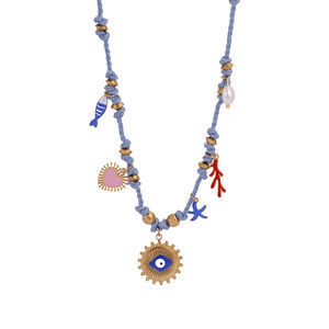 1 Piece Elegant Devil's Eye Natural Stones Gold Color Women's Beaded Necklaces h5