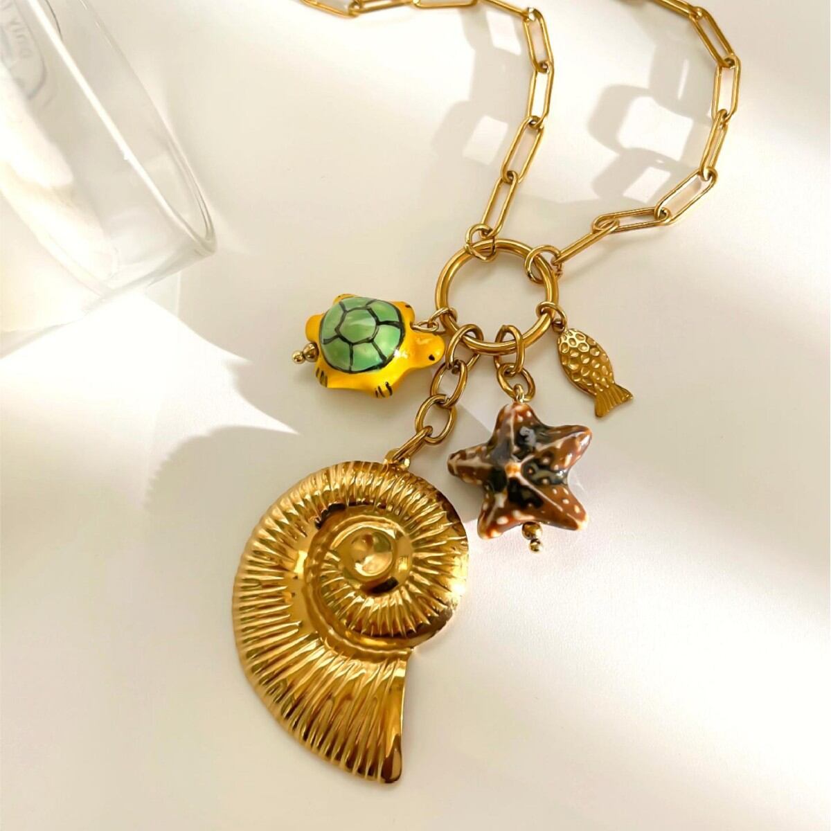 1 Piece Shell Stainless Steel Waterproof Gold Color Pendant Necklace Picture4