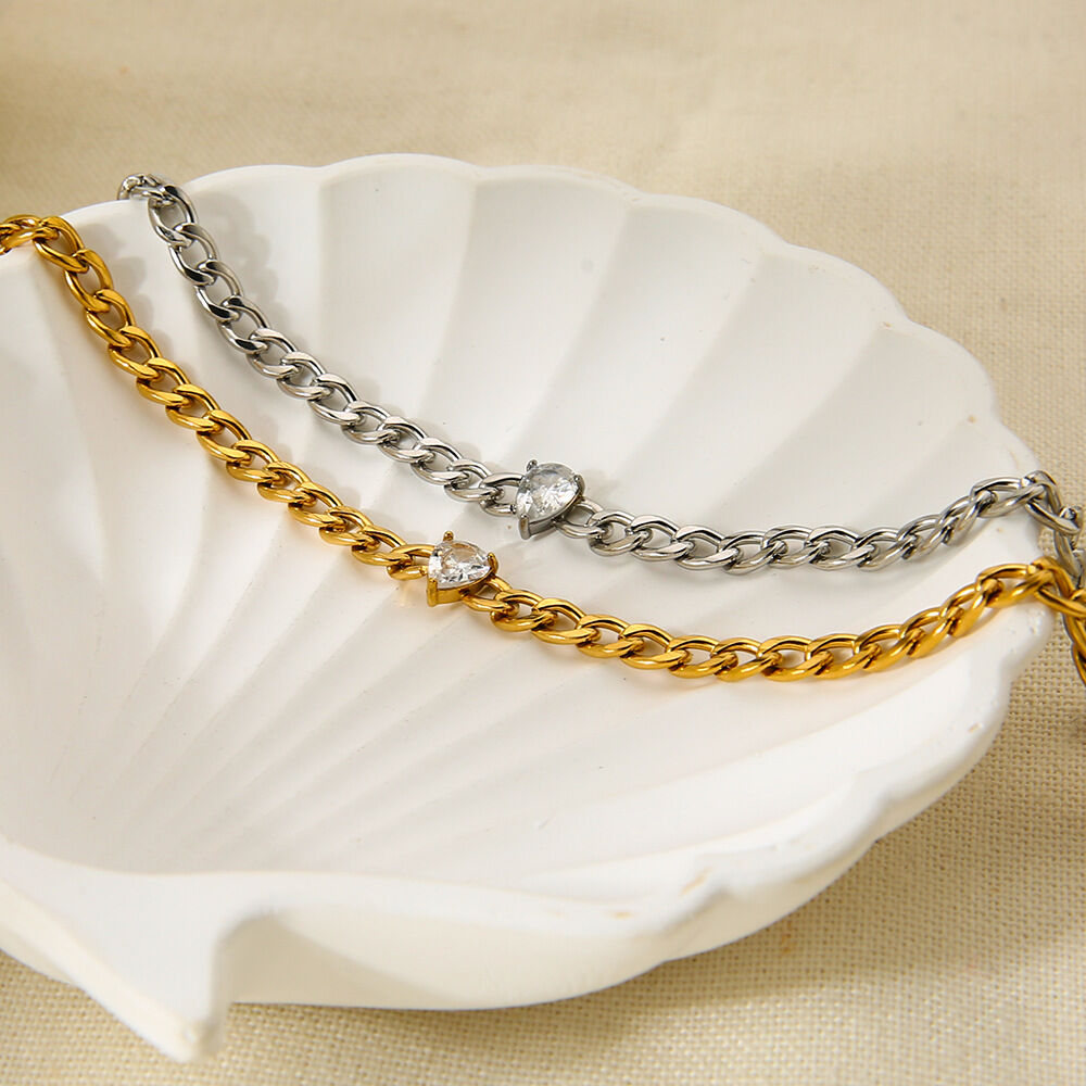 1 Stück schlichtes, wasserdichtes Edelstahl-Armband mit Tropfenkette für den täglichen Gebrauch h5Bild2