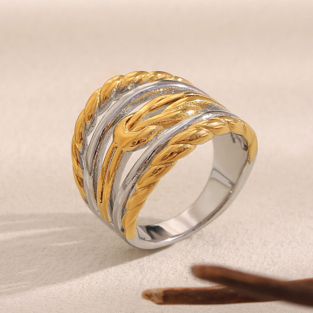 1 Piece Simple Series Casual Mixed Color Stainless Steel Waterproof Statement Rings 2