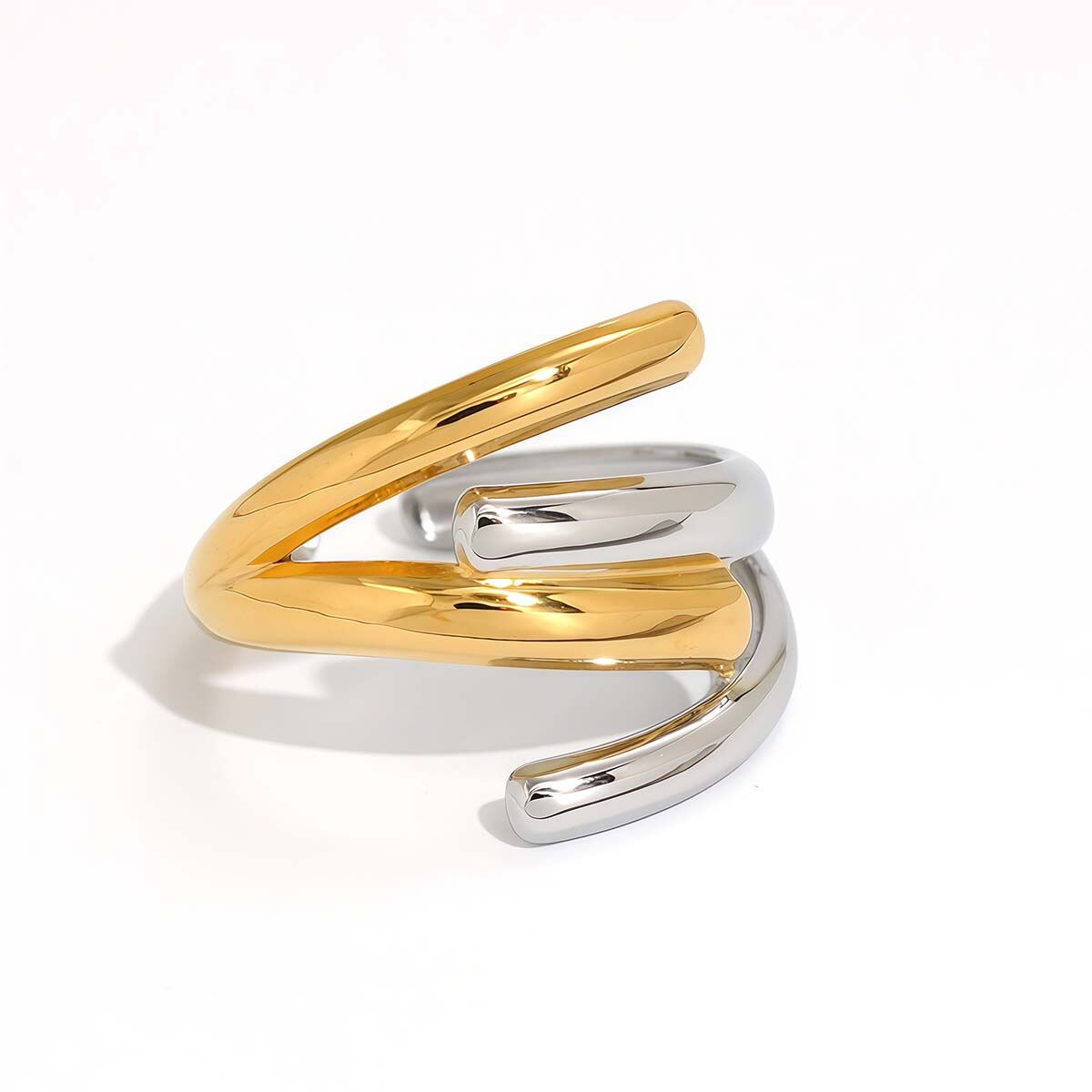 Colore oro e argento/Taglia unica/Anello monoblocco Immagine3