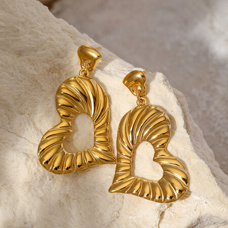 1 Pair Heart Stainless Steel Waterproof Gold Color Drop Earrings